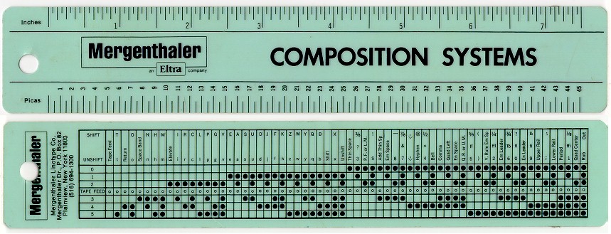 Mergenthaler Composition Systems Code Card