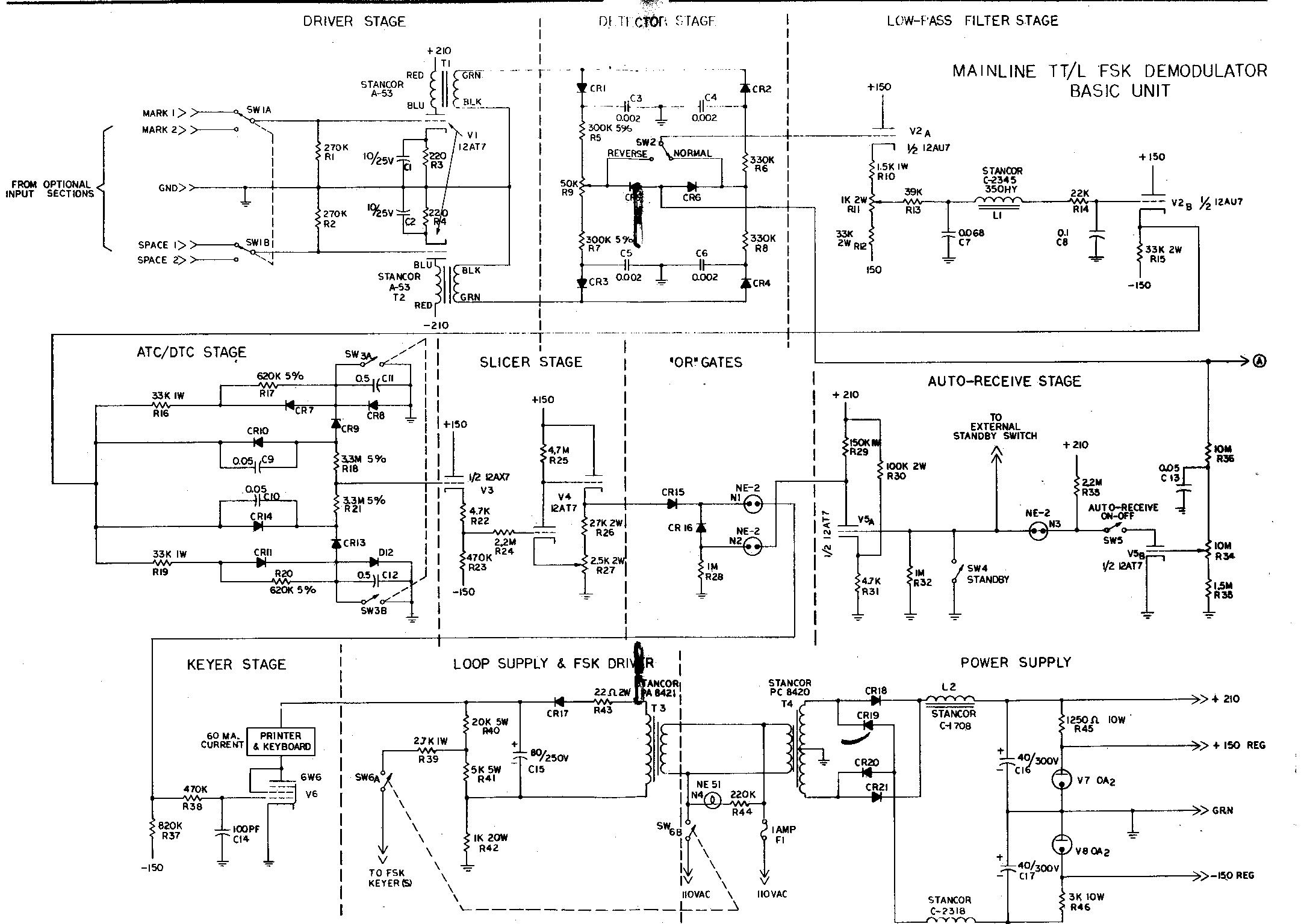 Mainline TT/L FSK demodulator schematic